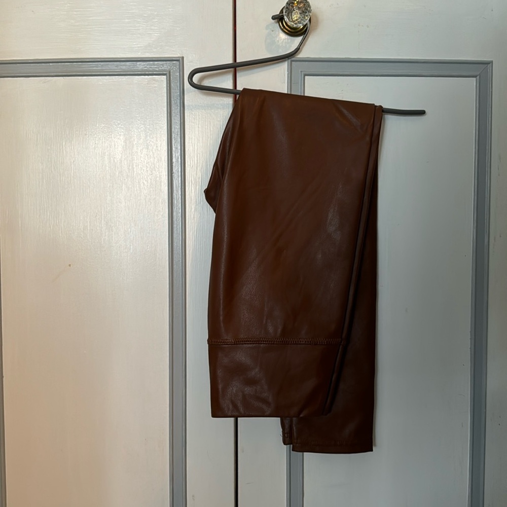 Vegan/Faux Brown Leather Leggings